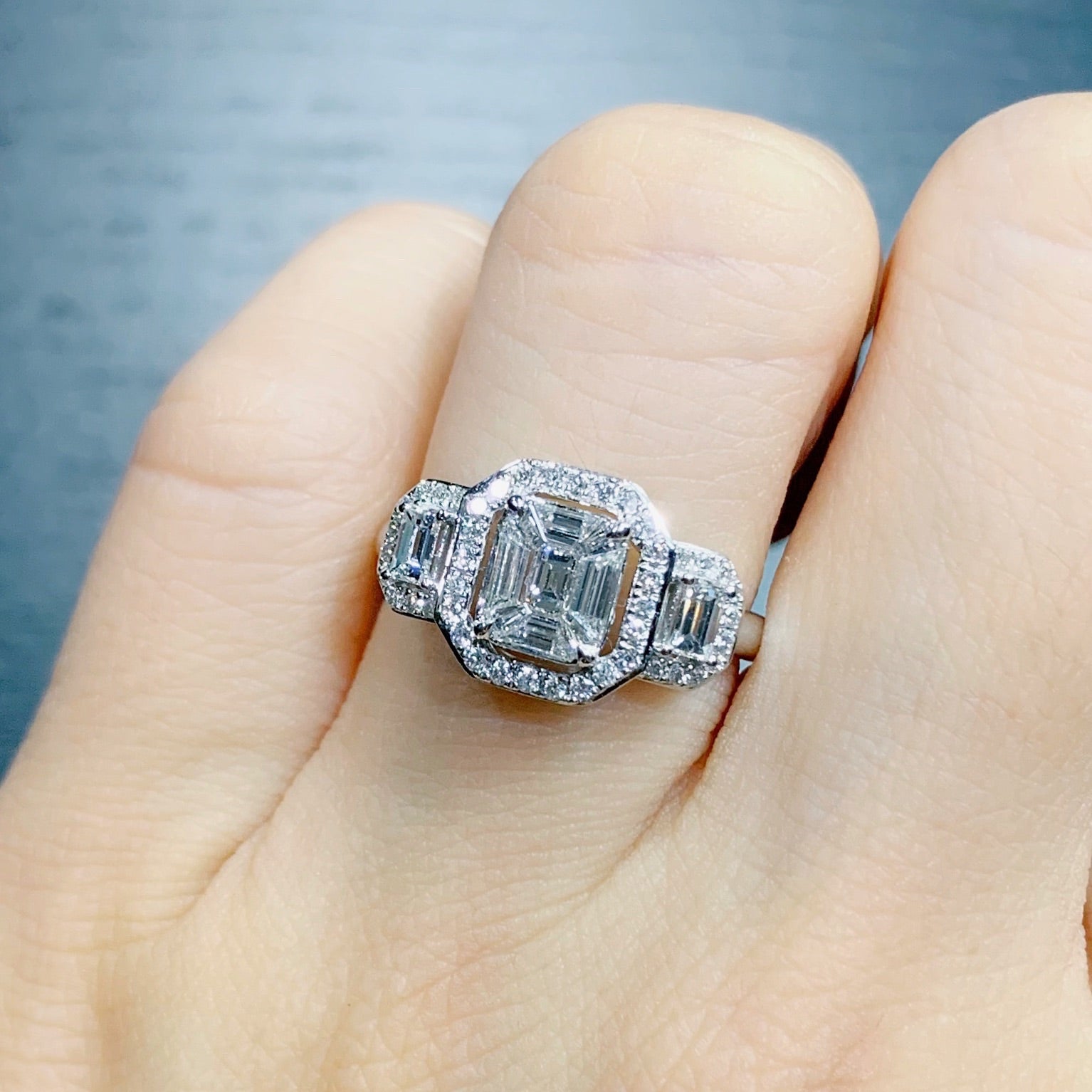 Emerald cut lab grown diamond trilogy ring – Aardvark Jewellery